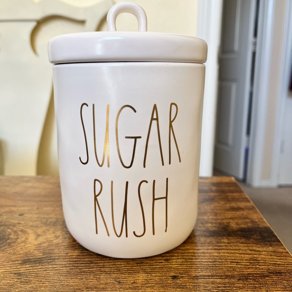 Rae Dunn Sugar Rush Canister with Gold Text